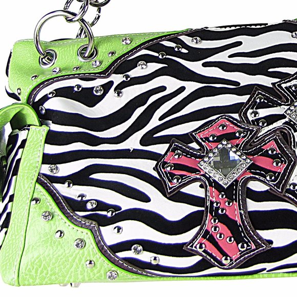 😀Concealed carry shoulder bag GREEN ZEBRA - Picture 2 of 7